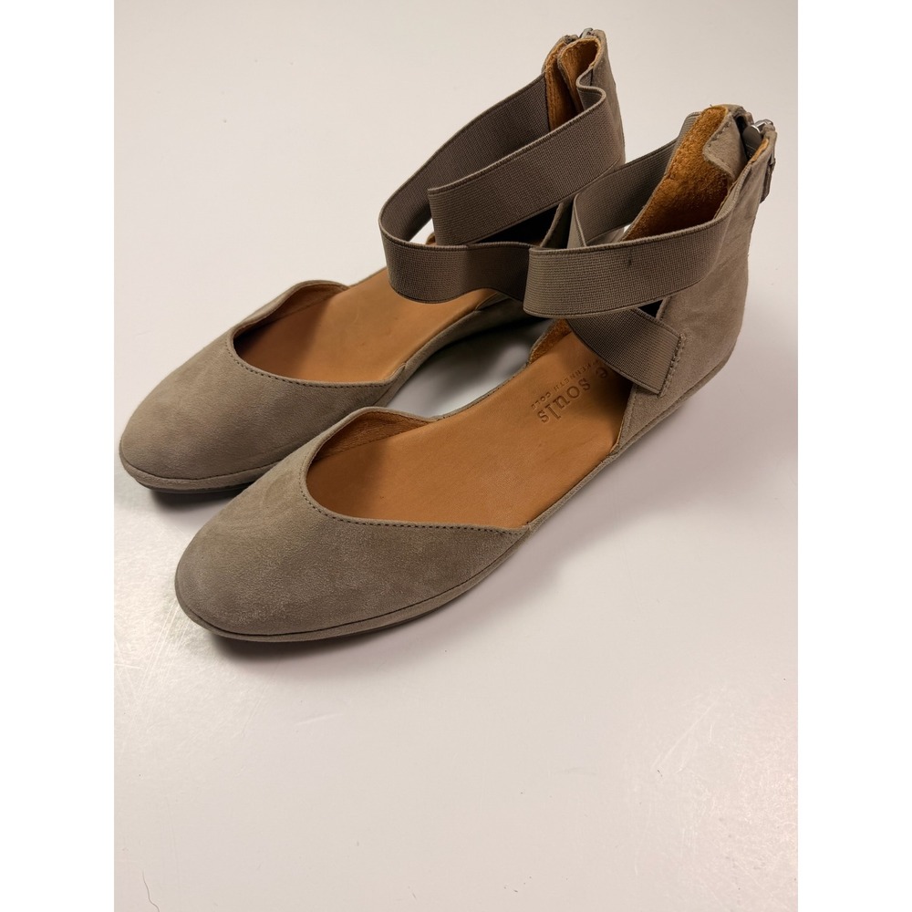 Gentle Souls Kenneth Cole Bay Unique Taupe Suede Elastic Strap Flats 9M